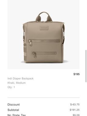 Dagne Dover Medium Indi Diaper Backpack & Joey Changing Pad- Khaki